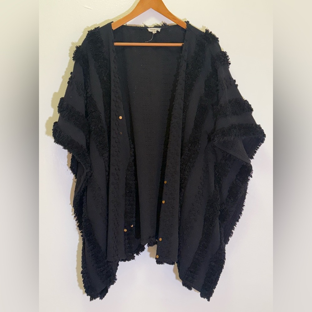 World Market - Texturized Striped Black Shawl Wrap - One Size Fits Most
